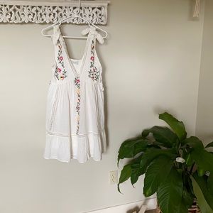 Urban Outfitters white floral smocked mini dress